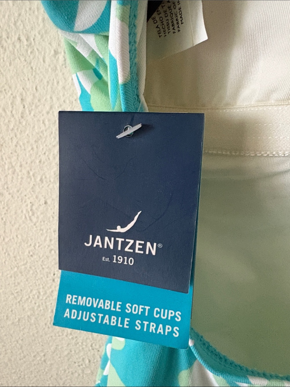 Jantzen Aqua and Light Green Floral One-Piece Swimsuit - Picture 7 of 10